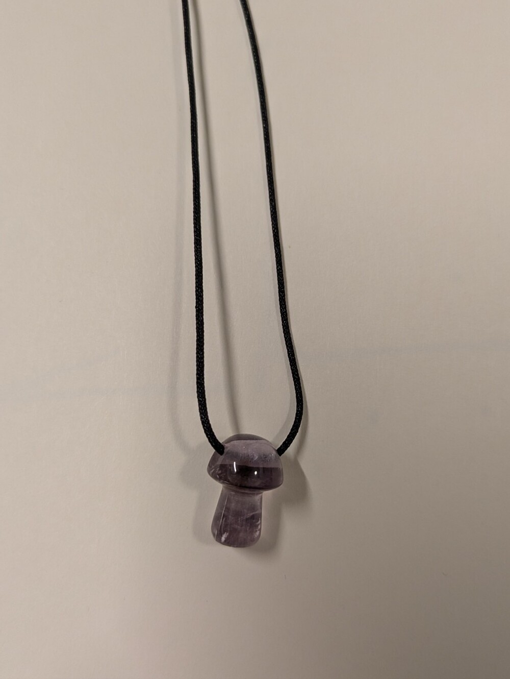 Amethyst Mushroom Pendant Necklace - Black Cord